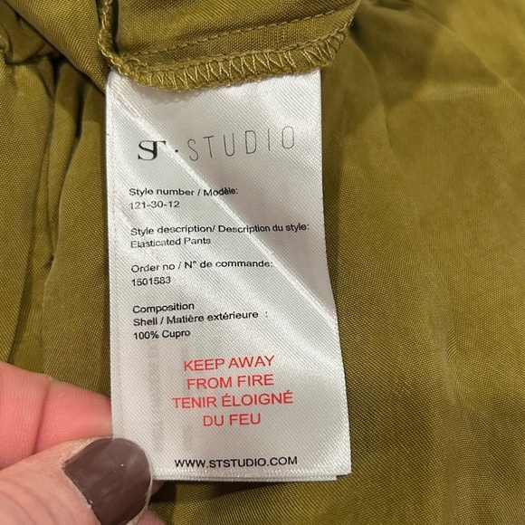 NWT Supertrash ST Studio Olive Green Pull On Elastic Waist Pants Size S EU 36 - Picture 7 of 10